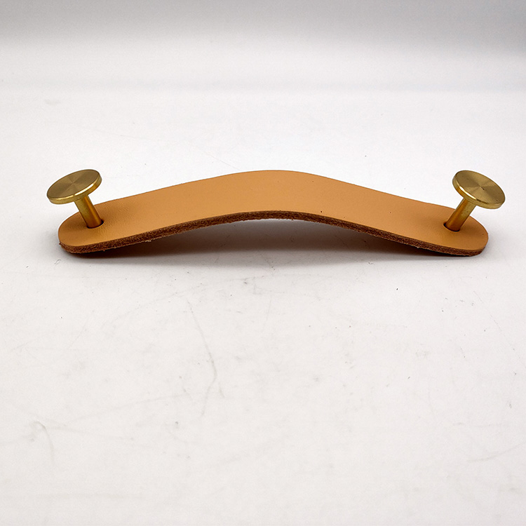 Tirador de cuero marrón Tirador de latón dorado para armario de armario