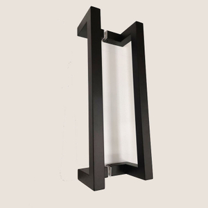 Tirador de puerta de vidrio de acero inoxidable cuadrado negro