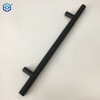 Manijas de tirón de cuero de acero inoxidable negro para puerta de entrada de vidrio