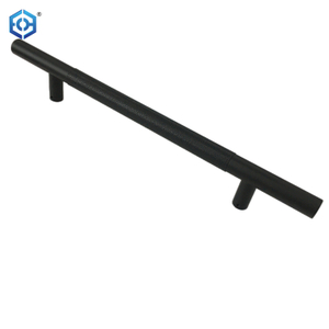 Manijas de tirón de cuero de acero inoxidable negro para puerta de entrada de vidrio