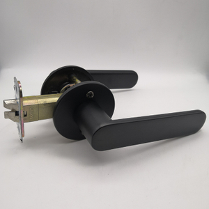 Cerradura de palanca de puerta de paso con manija plana para puerta interior sin llaves, reversible para el lado derecho e izquierdo, manijas de puerta para vestidores, resistentes, duraderas y con acabado negro contemporáneo